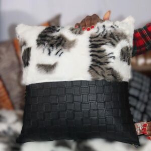 Botanical Black Leather Cushion